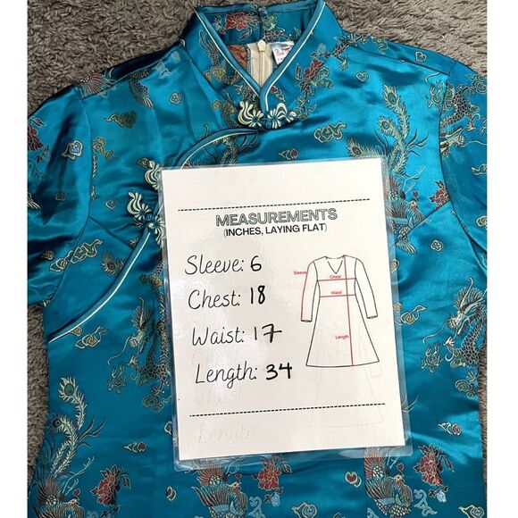 Retro Chinese Style Dragon Phoenix Satin Cheongsam Traditional Dress :Pre-owned - Picture 6 of 8